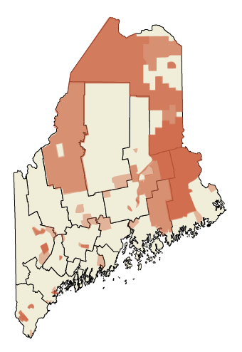 Map of food deserts in Maine